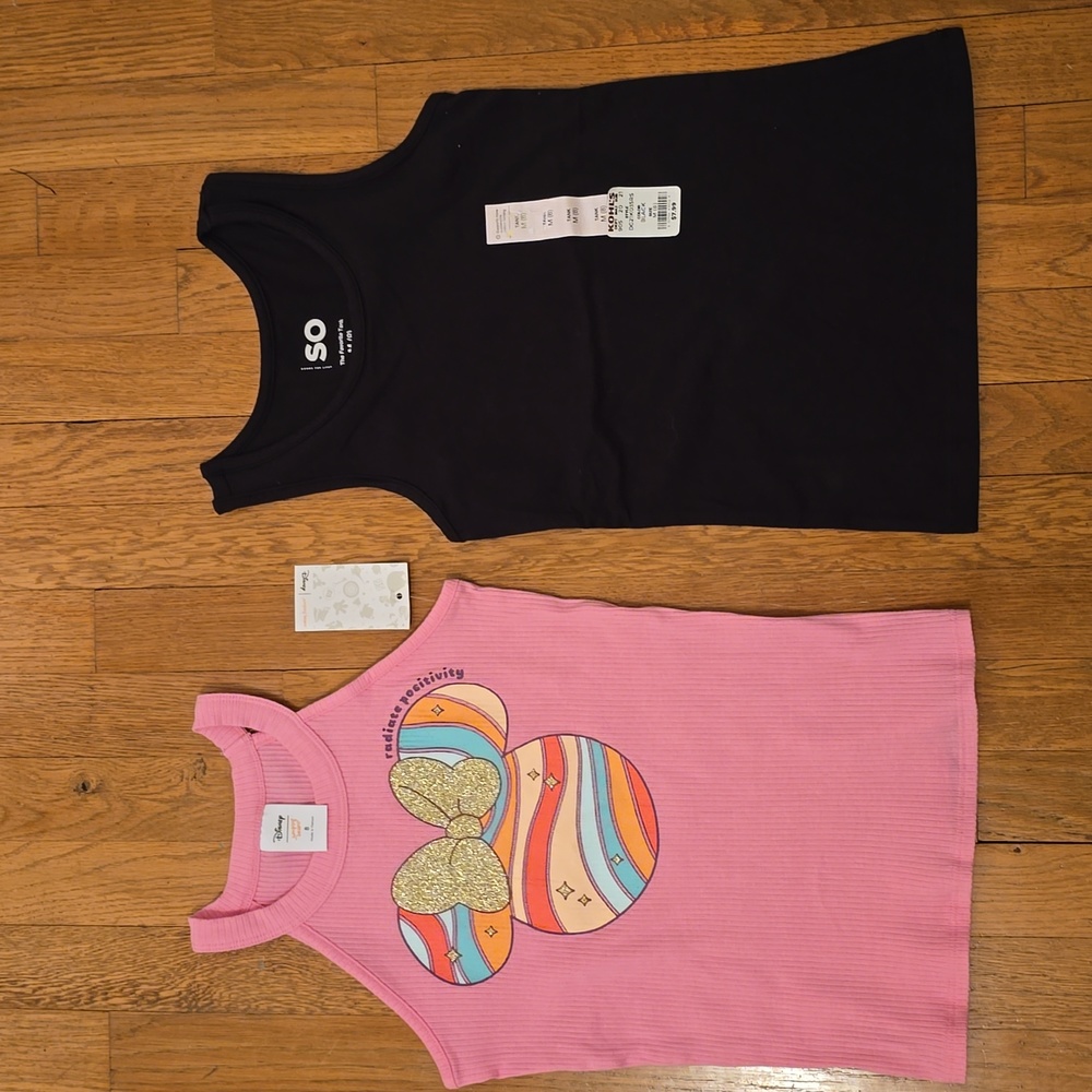 JUMPING BEANS AND SO BRANDS GIRLS PINK AND BLACK TANKS SIZE 8